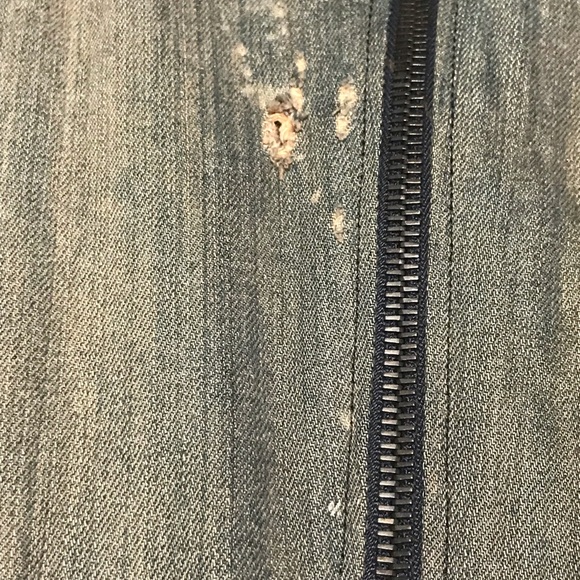 Vintage Large Jaded By Knight Lost Angels Denim Leather/Lamb Skin Moto Jacket - Picture 9 of 13